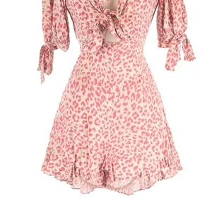 Petal & Pup Pink Quay Leopard Romper Tie Front Cutout Size 6 Boho Fairy Coquette thumbnail 5