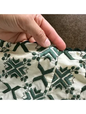 Zara White/Green Embroidered High Waisted Shorts Size XL thumbnail 6