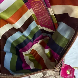 y2k COACH Legacy Stripe Signature Canvas Mini Purse Shoulder Bag Wristlet thumbnail 9