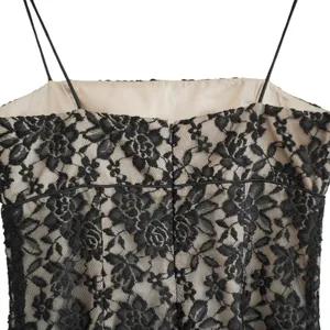 Vintage Y2K 90s Prom Black Maxi Dress Floral Beaded Lace Formal Column Gown thumbnail 9