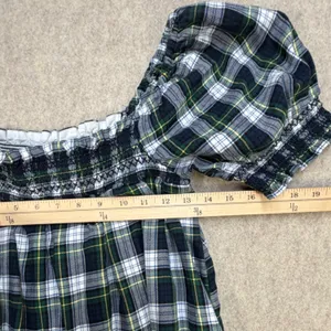 American Eagle Dress Womens M Green Plaid Cottagecore Dark Academia Smocked thumbnail 8