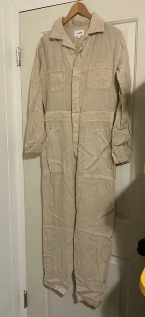 Mate The Label Organic Linen Long Sleeve Beige Jumpsuit $248‎ Normcore thumbnail 1