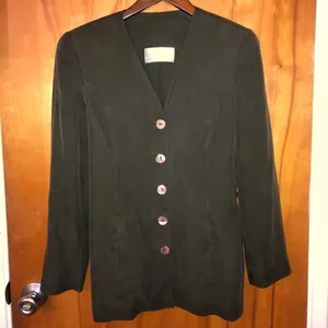 Vintage 90s Dana Buchman button down army green cottagecore Blazer thumbnail 6