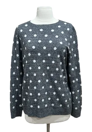 Charter Club Grey Marled Polka-Dot Sweater Size Large thumbnail 1