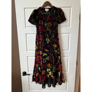 Milly Gynn Burnout Velvet Midi Dress Size 2 Romantic Fairy Whimsigoth Wedding thumbnail 2