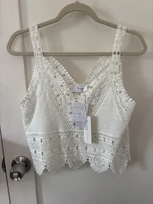 White Boho Lace Top thumbnail 3