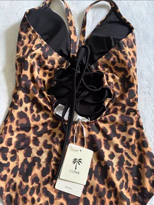 Cupshe Leopard Print One-Piece Swimsuit in Brown and Black thumbnail 5