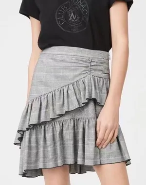 Club monoco ruffle tiered black plaid mini skirt size‎ 2 thumbnail 1