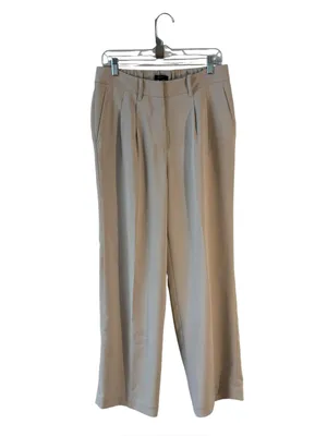 Quince Stretch Crepe Pleated Wide Leg Pants Cream (Sand) Size 10 Trousers thumbnail 2