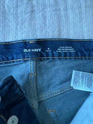 Old Navy Extra High Rise Blue Straight Leg Jeans thumbnail 5