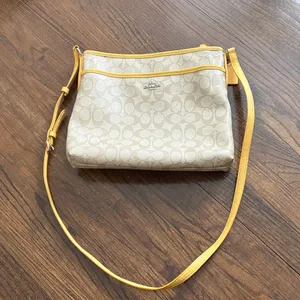 Coach Beige Crossbody Bag with Yellow Trim thumbnail 2