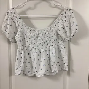 La Hearts White Puff Sleeve Smocked Blouse thumbnail 1
