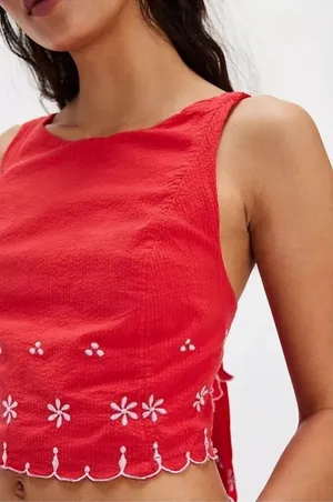 NWOT free people Kayla solid embroidered top thumbnail 1