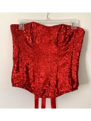 Roma Mrs. Rabbit Sexy Halloween Costume Red Sequin Dress ONLY w/ Slit MEDIUM thumbnail 7