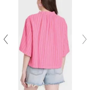 Universal Thread Pink & White Striped V Neck Tie Half Sleeve‎ Top Sz XS NEW thumbnail 2