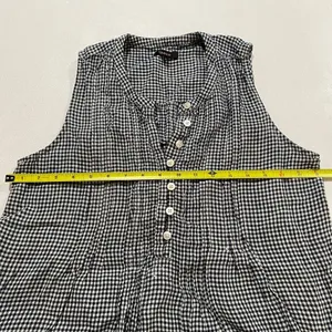 Quince Gingham Check Sleeveless Babydoll Dress Size S Black White Cottagecore thumbnail 5
