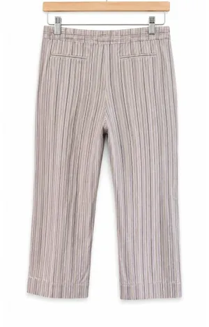 Ann Taylor‎ LOFT Petite Striped Cropped Pants Size 10P Women's Lavender White thumbnail 1