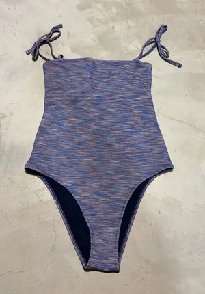Aerie Purple blue Tie-Shoulder One-Piece cheeky Swimsuit medium thumbnail 1