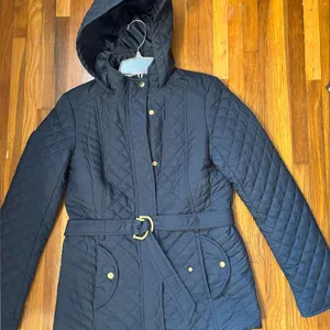 Tommy Hilfiger Navy Quilted Puffer Coat thumbnail 1