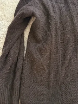C by Bloomingdale’s Cable Knit Cashmere Sweater Brown Size L thumbnail 5