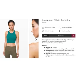 Lululemon Ebb to Train Sports Bra Laguna Green High‎ Neck Size 6 W2BLGS thumbnail 7