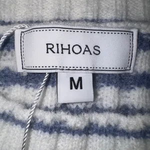 RIHOAS Blue White‎ Stripe Knit Cropped Sweater Short Sleeve Women's Size M thumbnail 5