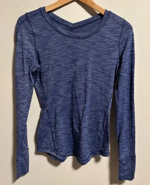 Lululemon 5 Mile Long Sleeve Heathered Hero Blue- Size Small (4/6) thumbnail 1