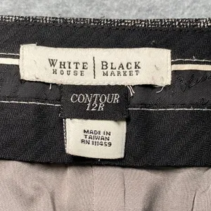 White House Black Market Flare Pants Women's 12R Gray Herringbone Contour Career thumbnail 6