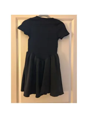 NEW OQQ Black Ribbed Ruffle Hem Mini Short Sleeve Lined Dress S thumbnail 2