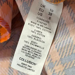 Collusion Orange Blue Plaid Check Sleeveless Tie Tiered A Line Midi Dress Size 6 thumbnail 5
