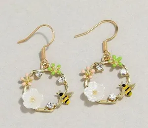 Bee Flower Dangle Drop Earrings for Women Multi thumbnail 1