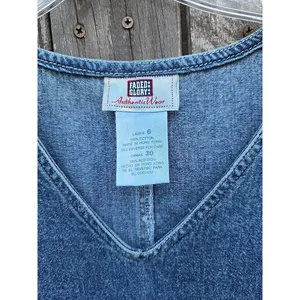 Vintage 90s Denim Jumper Dress Faded Glory Blue Sleeveless Pinafore Button Side thumbnail 2