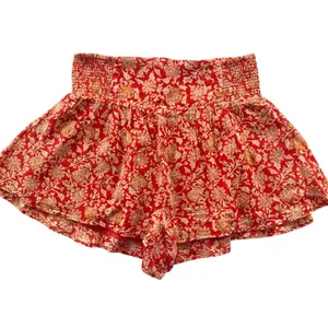Free People Say It's So Cotton Ruffle Shorts Red Floral Combo Boho Size Small thumbnail 5