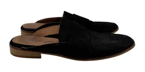 Free People At Ease Black Leather Snakeskin‎ Embossed Loafer Mules EU 37 Womens thumbnail 1