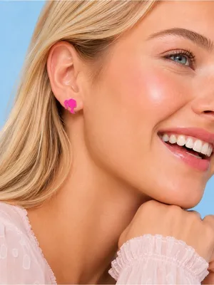 NWT Hot Pink Barbie Doll Silhouette Stud Earrings Barbiecore thumbnail 1