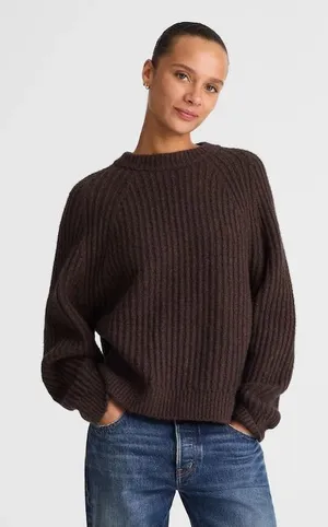 Madewell Ribbed Cotton-Blend Sweater molasses brown chunky knit Size XS NWOT thumbnail 1