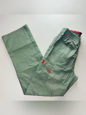 Dickies Olive Straight-Leg Utility Pants with Red Drawcord thumbnail 5