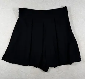Zara Black Pleated Mini Skort High Rise Side Zip Size Medium Casual Chic thumbnail 1