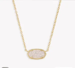 Kendra Scott Necklace Gold Pendant Drusy Elisa Iridescent thumbnail 1