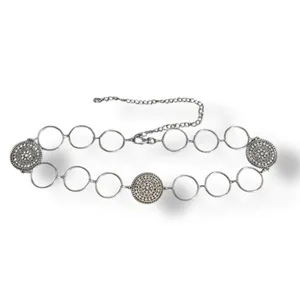 Silver Rhinestone Chain Belt Medallion Boho Western Festival Adjustable Y2K thumbnail 2