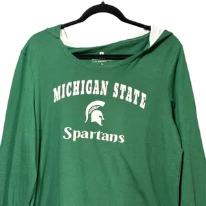 Colosseum Michigan State Spartans Womens Green Hooded Long Sleeve Shirt Large thumbnail 3