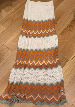 Petal & Pup White Maxi‎ Skirt/dress with Orange Chevron Stripes 6 thumbnail 1