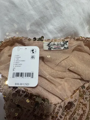 Free People Gold Slip Dress Sequin Mini thumbnail 5