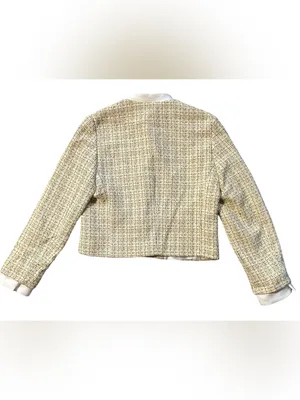 Zara Yellow Metallic Tweed Cropped Jacket thumbnail 5