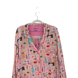 Nick & Nora Sewing Seamstress Novelty Print Modal Pajama Set Pink Size XL thumbnail 2