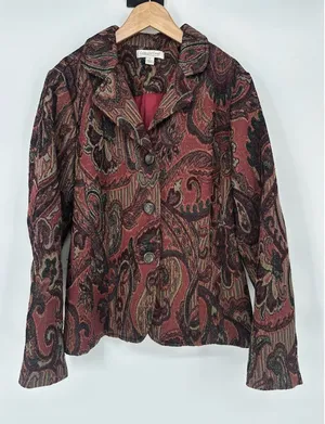 Coldwater Creek‎ Jacket Womens Medium Boho Tapestry Button Front Artsy Blazer thumbnail 1