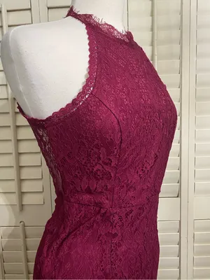 Lulu's Magenta Lace Halter Midi Dress thumbnail 5