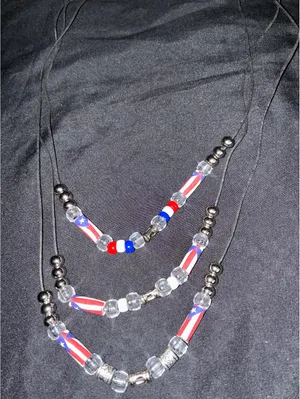 Puerto Rico Flag Beaded Cord Necklaces - 3-Piece Set thumbnail 2