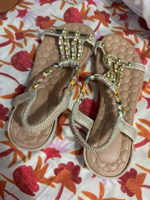 Bejeweled Gold Braided T-Strap Sandals ✨ NWOT thumbnail 4