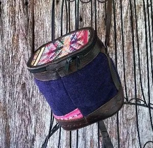 Vtg Llama Wool Crossbody Camera Case Purse‎ Hippie Blanket Leather thumbnail 1